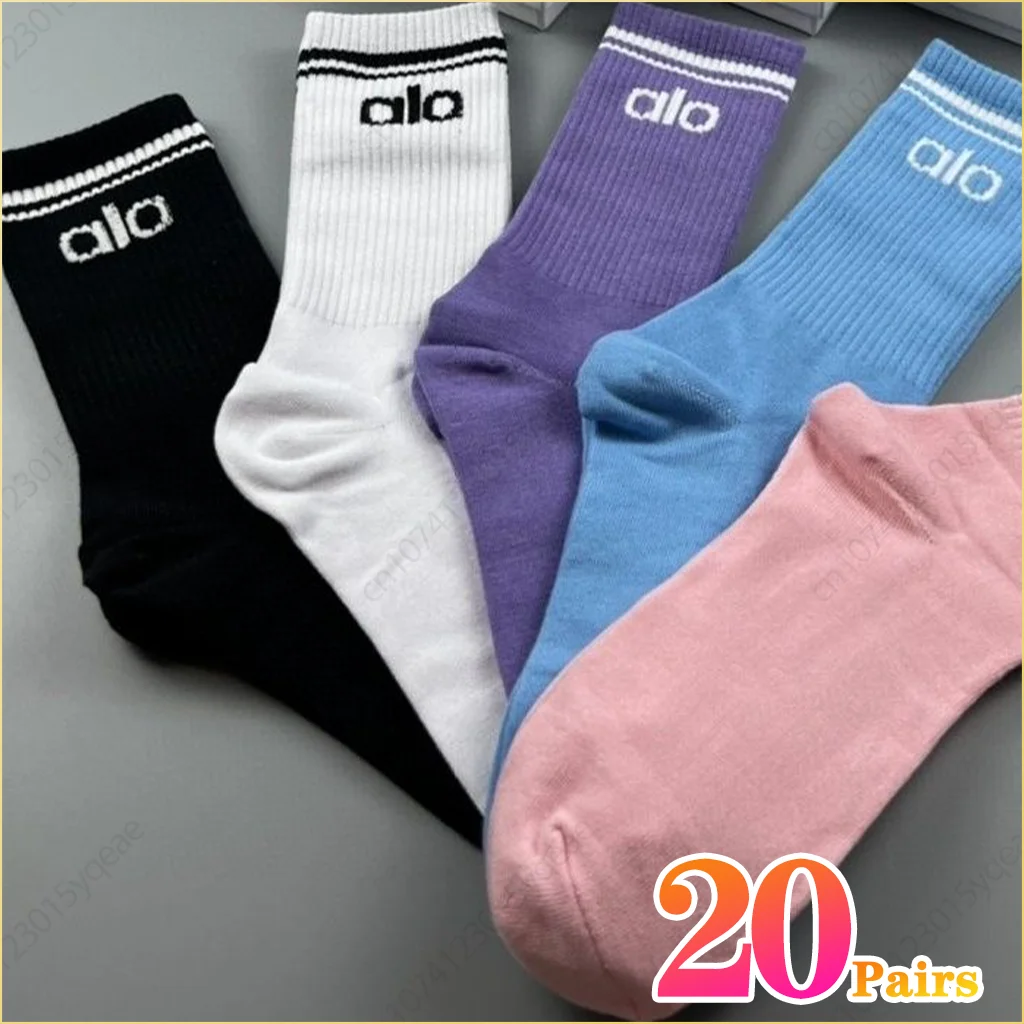 2024 Yoga Socks Medium Tube Socks Pure Cotton Casual Towel Bottom Sports Socks Breathable Soft and Comfortable Couple