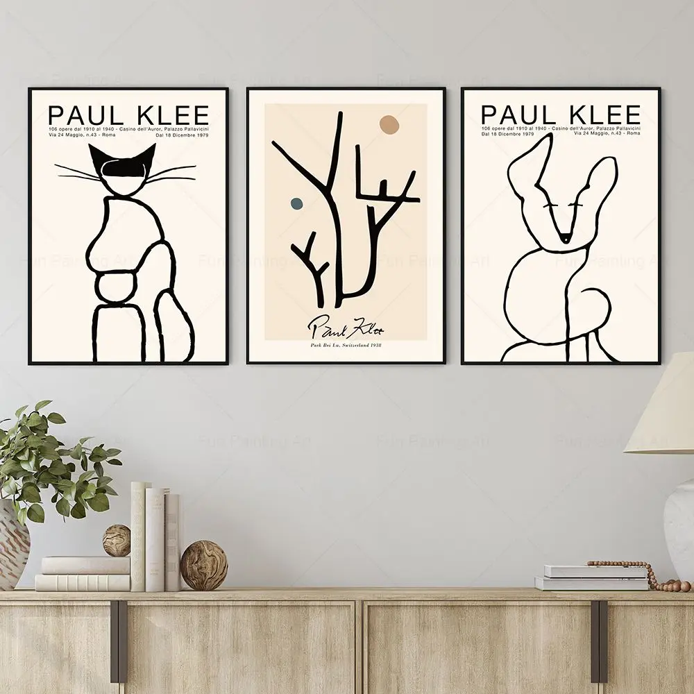 Homage to Paul Klee Line Art Museum Exhibition Poster Canvas Painting Abstract Wall Art Picture Modern Living Room Home Decor