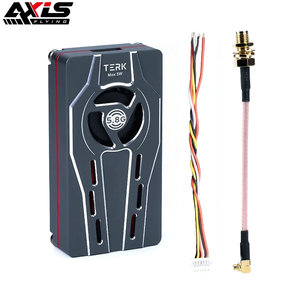 VoltSAxisflying TERK Max 5.8G 3W VTX Fan W/ CNC Heat Sink Dual Function-Buttons Built In MIC Silent For Long Range RC FPV Drone