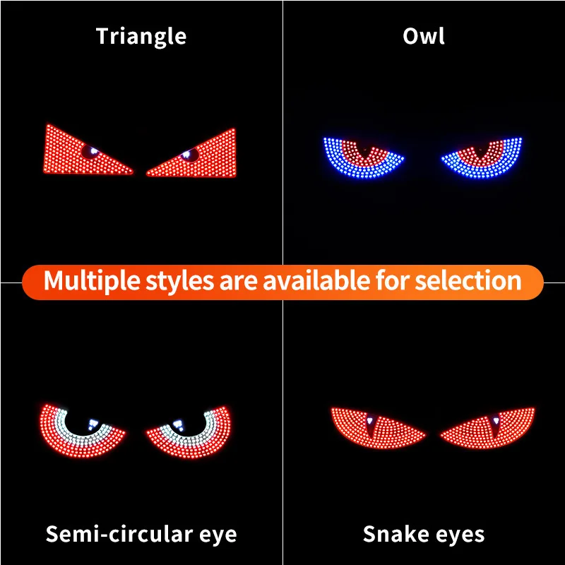 Universal LED decorative light display panel with remote control expression lights for cars, Eye of the Devil