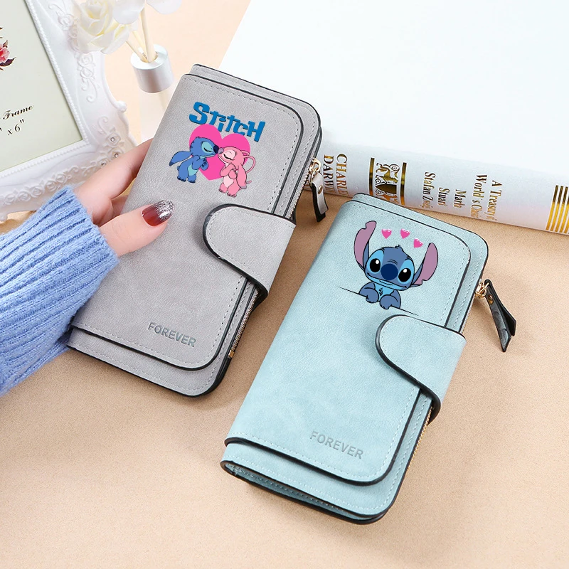 Disney Stitch High-end Wallet Women Anime Cartoon Printing Money Bags Fashion Credit Card Holder Girls Popular High Quality Bag