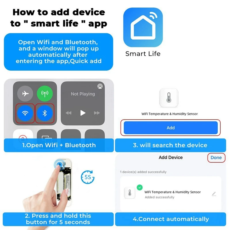 Tuya Wifi Temperature And Humidity Sensor APP Monitoring For Alexa Google Home Assistant