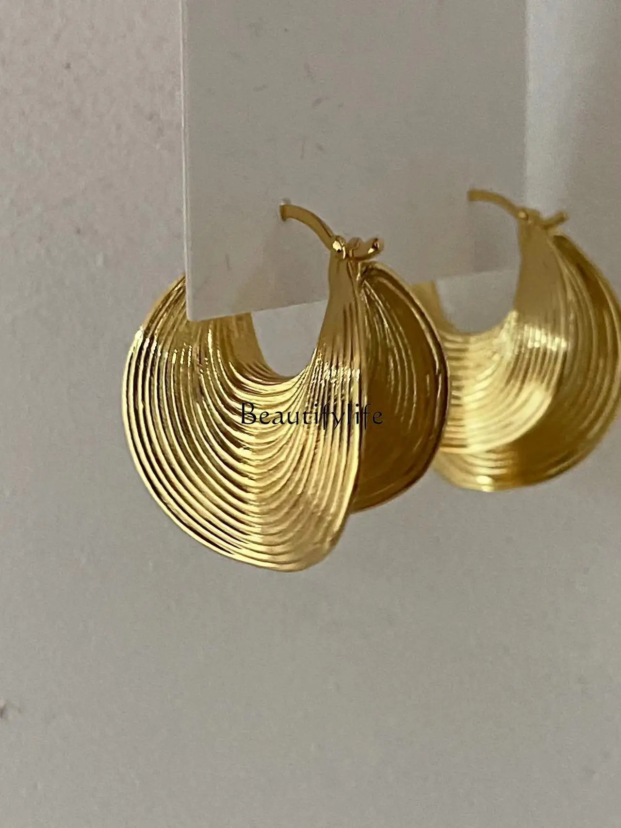 Irregular striped circle earrings, personalized versatile niche high-end stud earrings