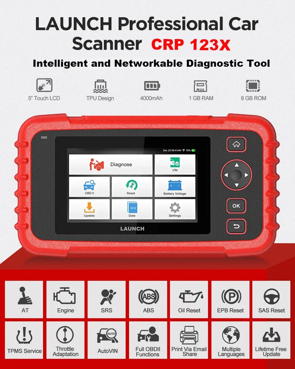 Professional Newest Launch Crp 123 123X Car Diagnostic Tool Obd2 Scanner