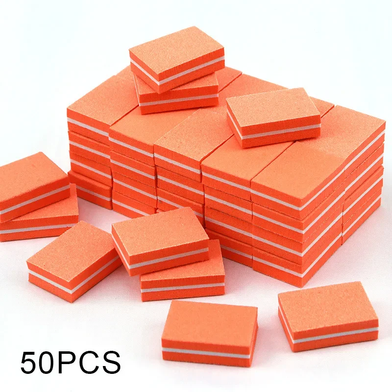 New 50Pcs Coloful Nail Sponge Nail File Buffer Block Buffing Sanding Professional Nail Tools Double Sided Pedicure Manicure