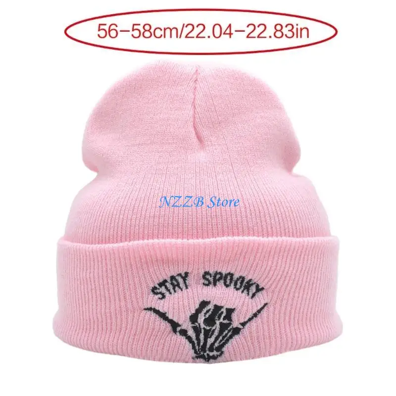 T21F – bonnet tricoté à main avec tête mort, casquette soleil d'extérieur, chapeau Kpop à mode pour adolescents,