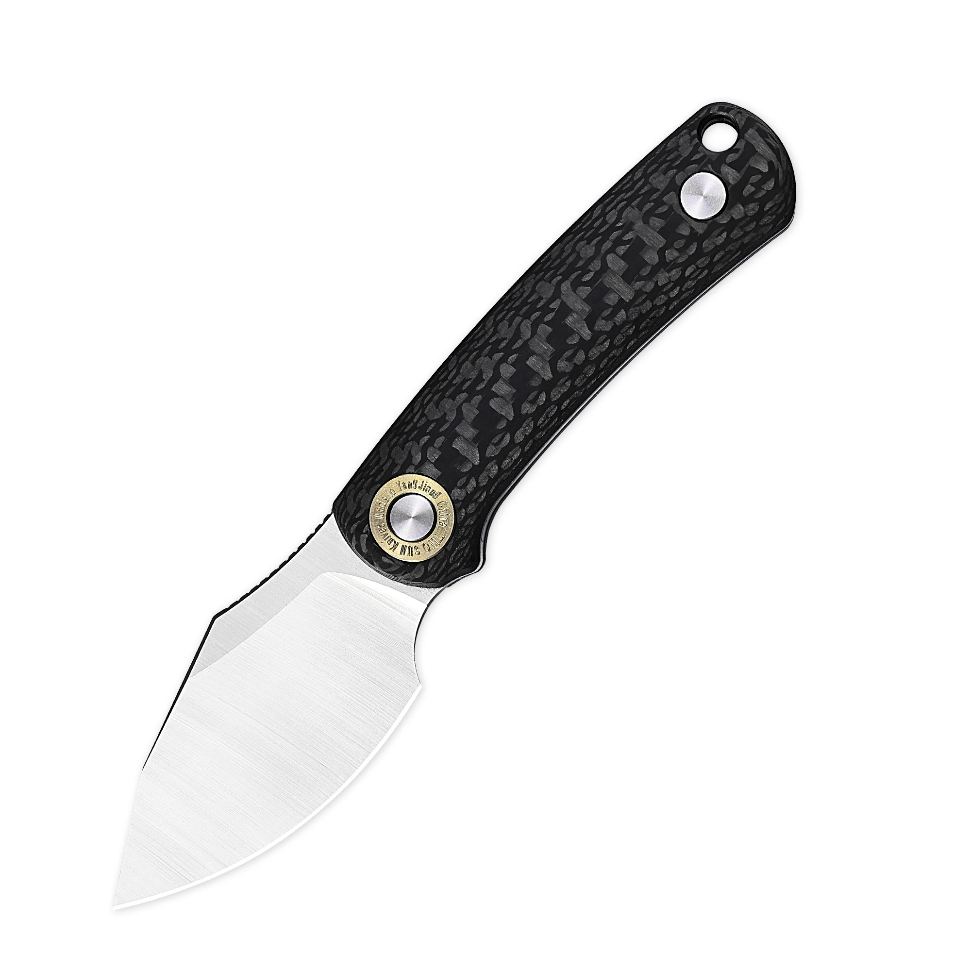 TWOSUN TS525 M390 hoja satinada mango de fibra de carbono cuchillo de hoja fija y funda Multiito Camping caza supervivencia en el bosque táctica