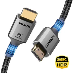 LONGON 8K HDMI Cable 4K 120Hz 2K 240Hz 48Gbps eARC HDMI2.1 Cord for Camera PS5 RTX3080 XBOX 8K TV  AppleTV ROKU PS4 Cable 0.5M