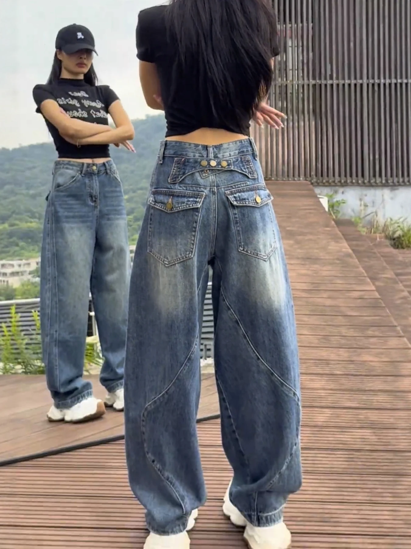 

High Waist Wide Leg Jeans Women's Loose Fit Bootcut Denim Pants Straight High Street Fashion Spring 2026 plus Size Slimming