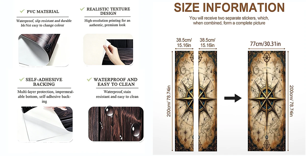 Steampunk Ship Wheel Fridge Sticker Waterproof Self-adhesive Peel and Stick Refrigerator Cover Decal Home Wall ArtKitchenDecor