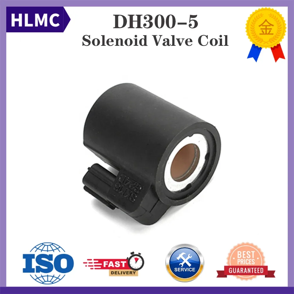 24V DC Solenoid Valve Coil For Doosan Daewoo DH300-5 Excavator Sare Parts  High 56MM Inner 20MM