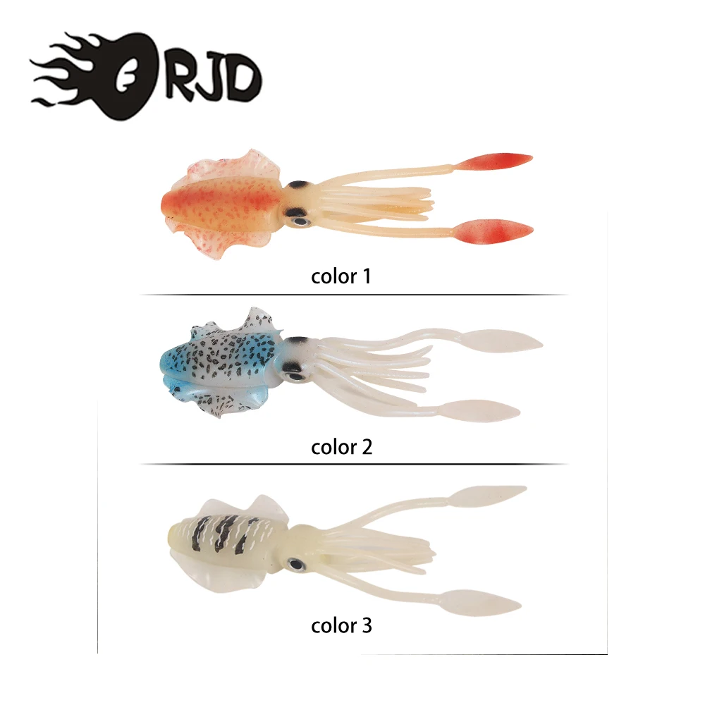 ORJD 60g Soft Luminous Squid Silicone Bait Fishing Lure Jig For Saltwater Sea Wobblers Bait Rockfishing Fish Tackle Accessories