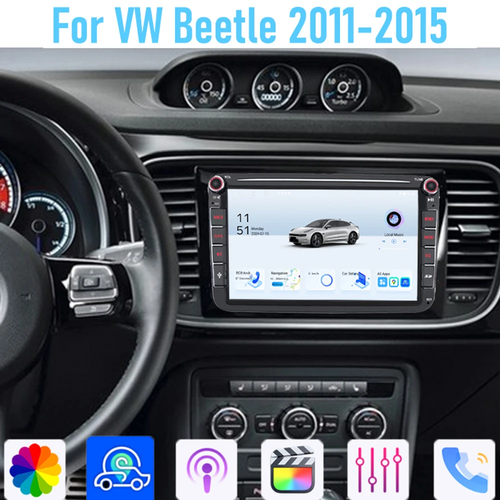8" For VW Beetle 2011-2015 Car Stereo Radio  Carplay Android Auto Head Unit WIFI BT GPS Navi Reversing Image Multimedia Player