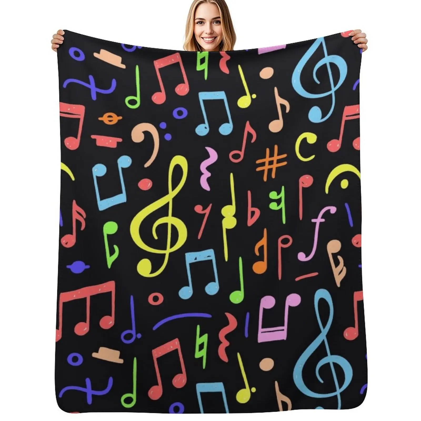 music note pattern Throw Blanket Furrys Beautifuls Hairy Softest Blankets