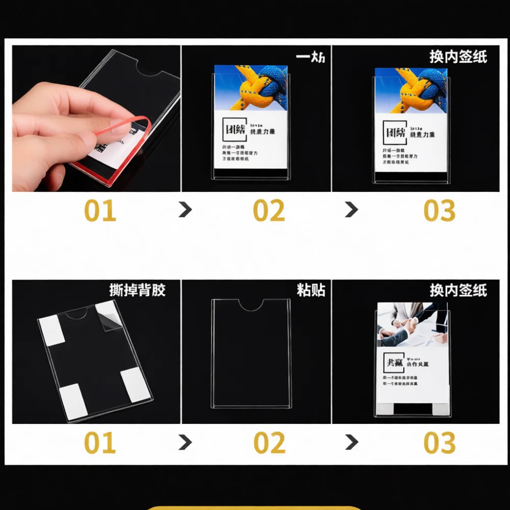 Clear Acrylic Document Stand Double Sided Sign Holder A4 Menu Display Frame For Office Tabletop Picture Organizer