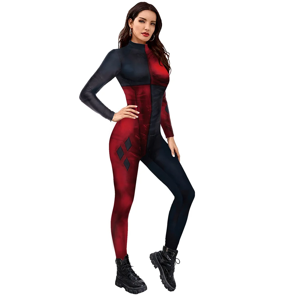 Halloween Costume For Women Cosplay Movie Role Print Jumpsuit Female Christmas Costumes Party Dresses Bobysuit Anime Mujer