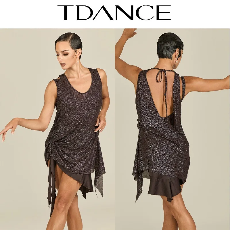 Customized TDANCE Latin Dance Adult Female [Drip Glue Front and Rear Two Wear Outer Style] Dress Up for Class Teacher GL-199