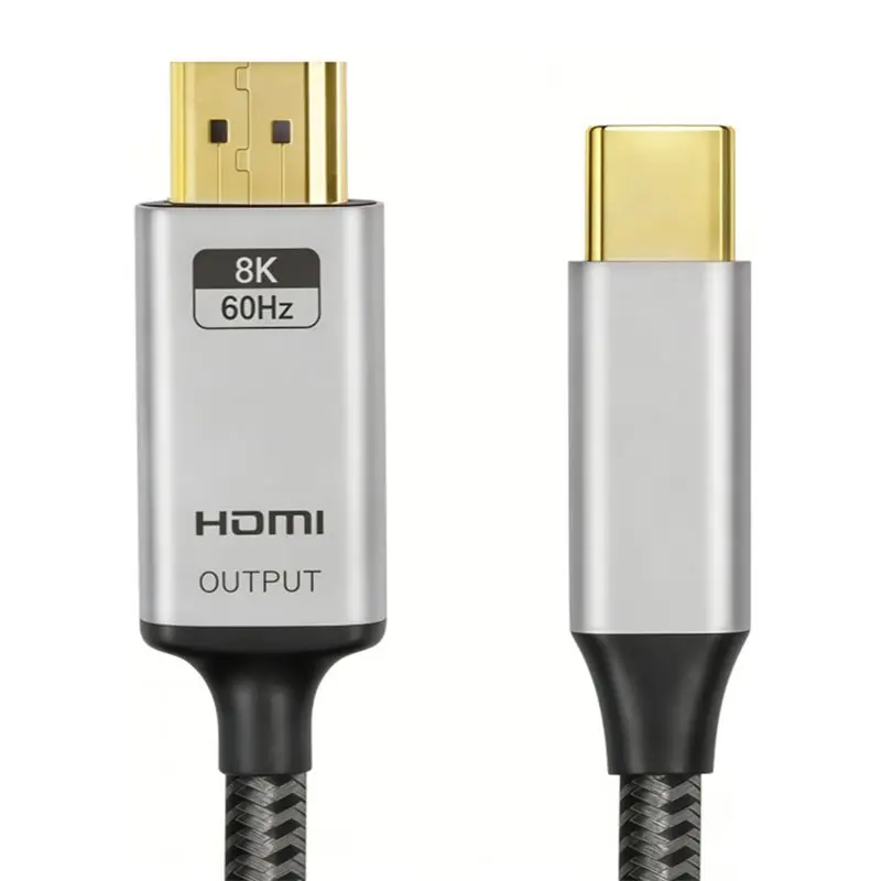 Aluminum Shell with Mesh Type-C Male to HDMI Compatible Male 2.1V 8K@60Hz Active Notebook High-Definition Connection Cable