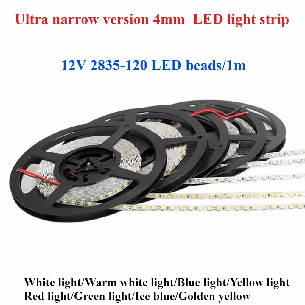 2835 LED light strip Connector 12V 120 LED beads 4mm Ultra narrow version Special lighting soft light strip for lightboxes