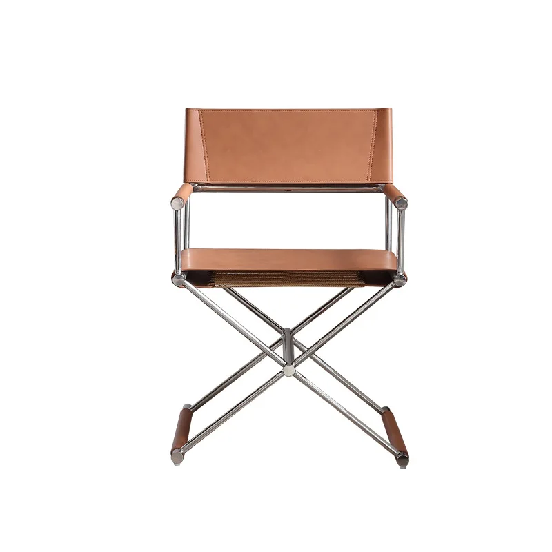 

Classic Bauhaus Armchair, Saddle Leather Stainless Steel Casual Chair