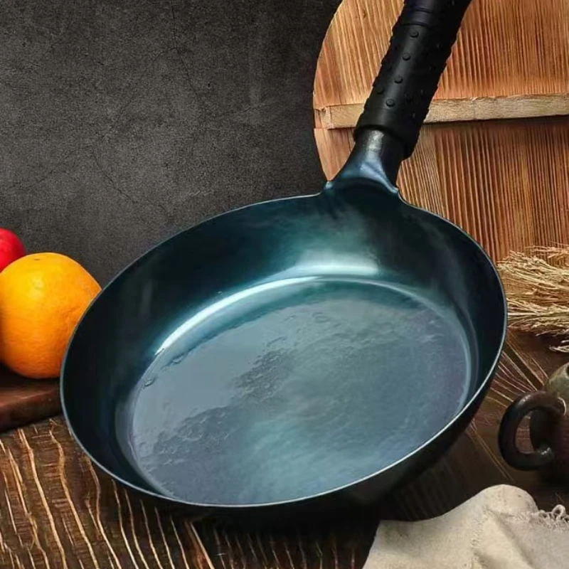 

Традиционный ручной кованый железный вок Zhangqiu — фритюрница без покрытия с зеркальной полировкой для домашней кухни и жареных яиц (безопасный дизайн для еды)