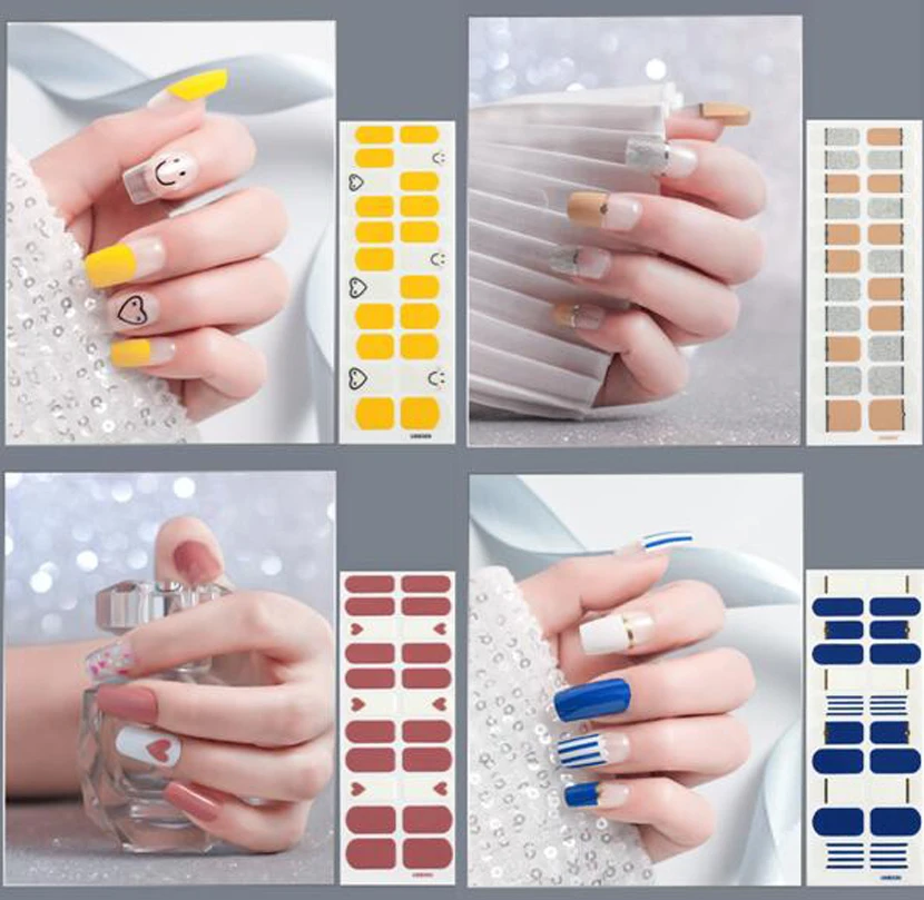 Nail Art Stickers Decoration Full Cover Nail Polish Wrap Adhesive False Nail Tips DIY Nail Salon Accessories Pegatinas Para Uñas