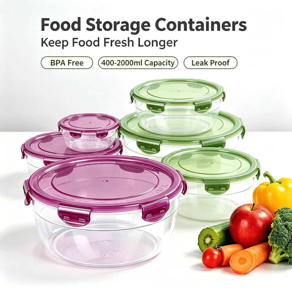 Fresh Preservation Box Set - Kitchen, Household, Fruit Jelly, Meat, Lunch Box, Microwaveable, Refrigerator-Sealed Storage Box