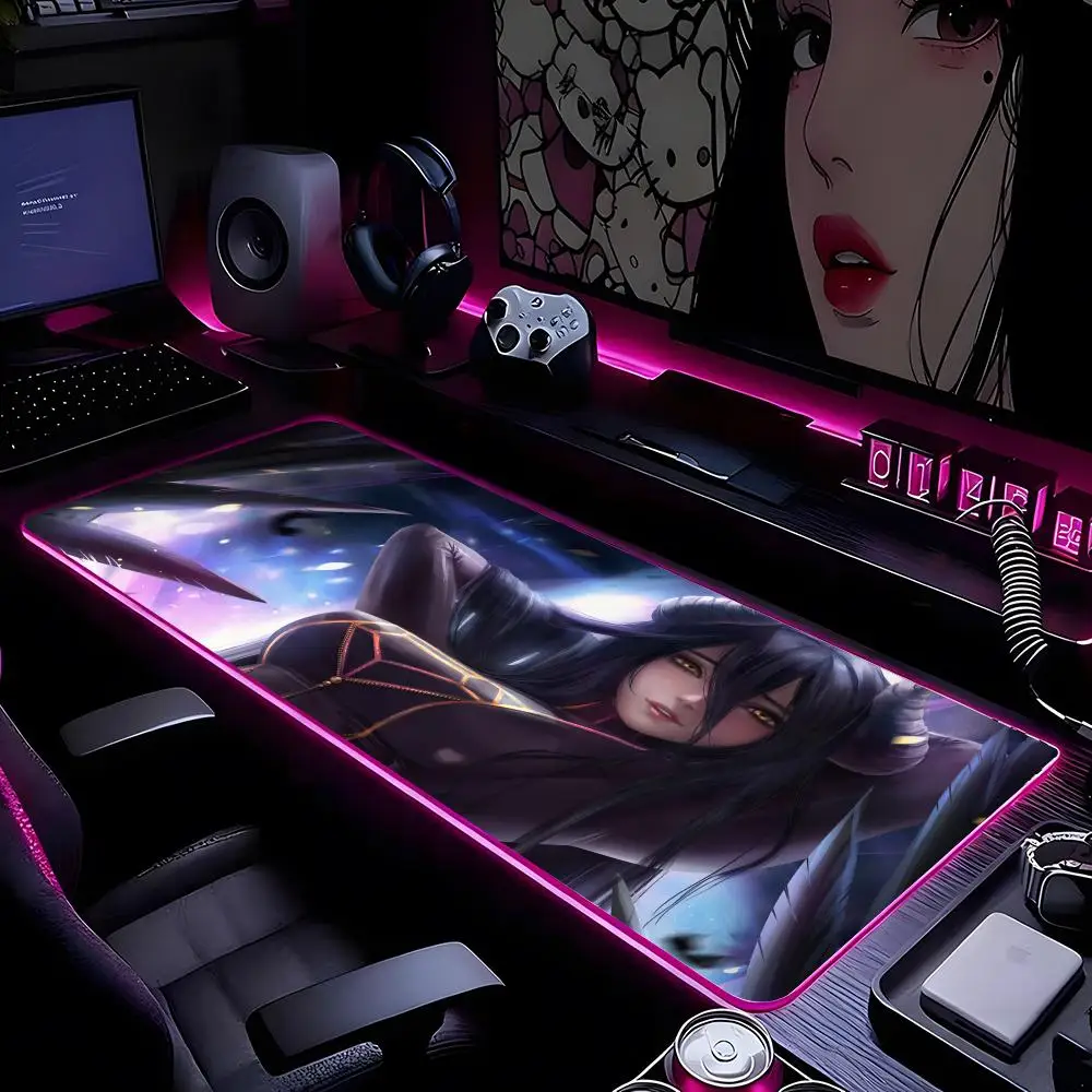 

Коврик для мыши Albedo Overlord, коврик для мыши с HD-печатью, компьютерный геймерский коврик с запирающимся краем, нескользящий коврик для мыши RGB XXL90x40 см, клавиатура, ПК, стол P