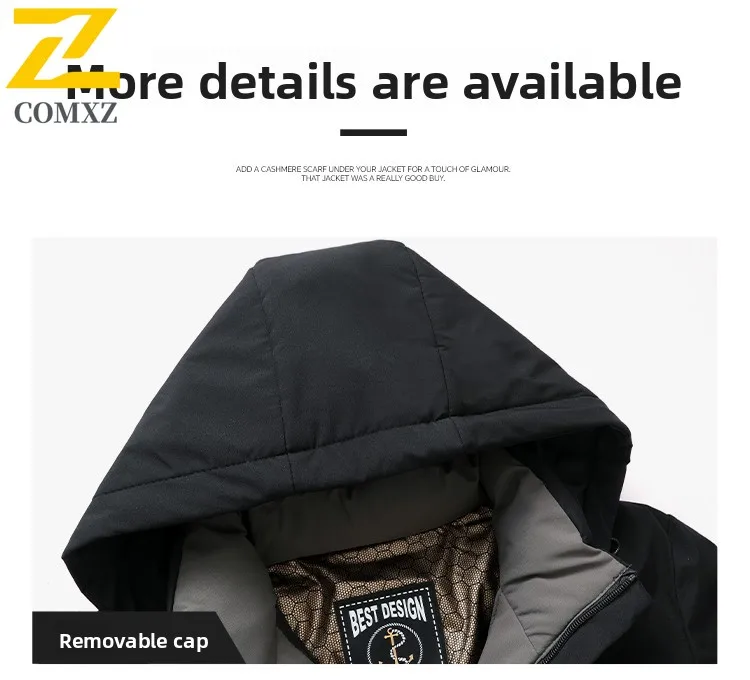 الرجال سترة قطن 2025 نموذج وأضاف الصوف سميكة العزل الدافئة هود سترة معطف في الهواء الطلق ملابس الشتاء غير رسمية سترة قطن #4