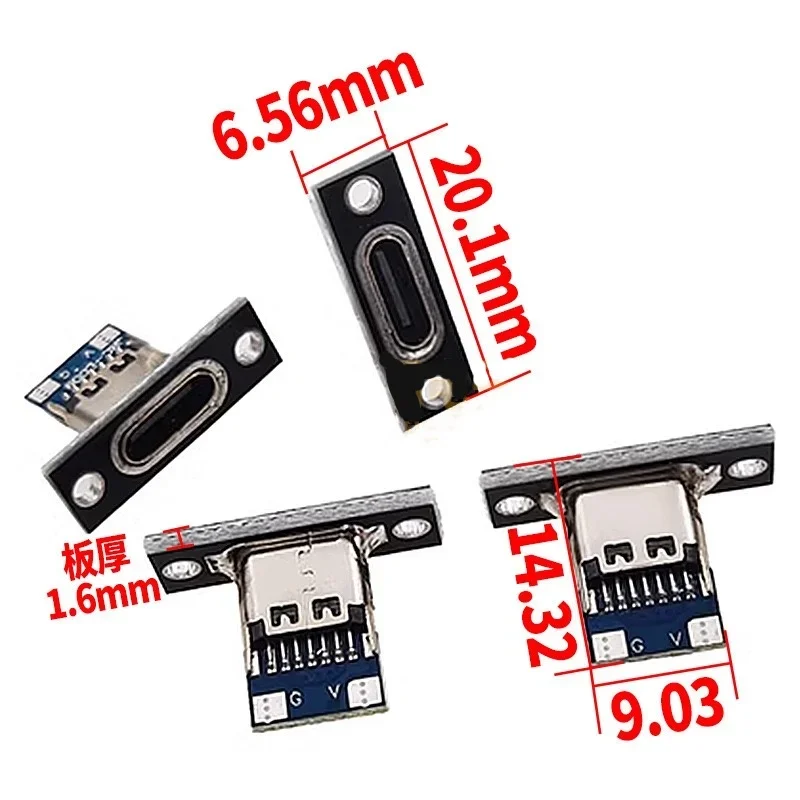 5/20Pcs USB Jack 3,1 Typ-C 2Pin 4Pin Buchse Jack Daten Lade Port Kleine Elektrische lade Basis mit Befestigungs Platte