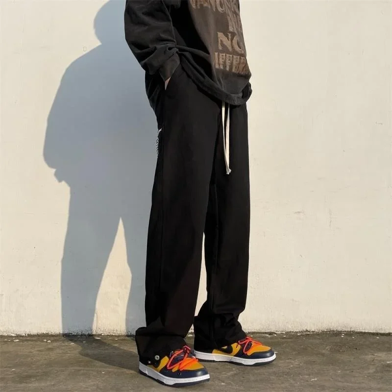 Male Trousers Brown Men's Cargo Pants Wide Straight Slacks Baggy Loose Luxury Regular Fit Harajuku Y2k Korean Style Fashion Long