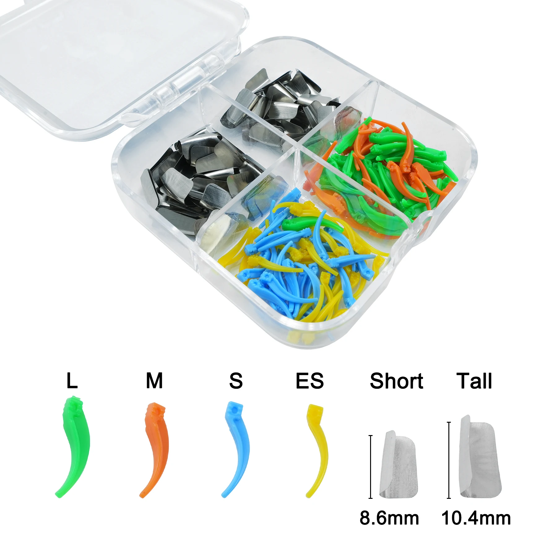 200Pcs/SetDental Matrix Bands & Plastic Wedges Suit For Anterior Matrix System Long/Short Matrix&4 Types Front teeth Wedges