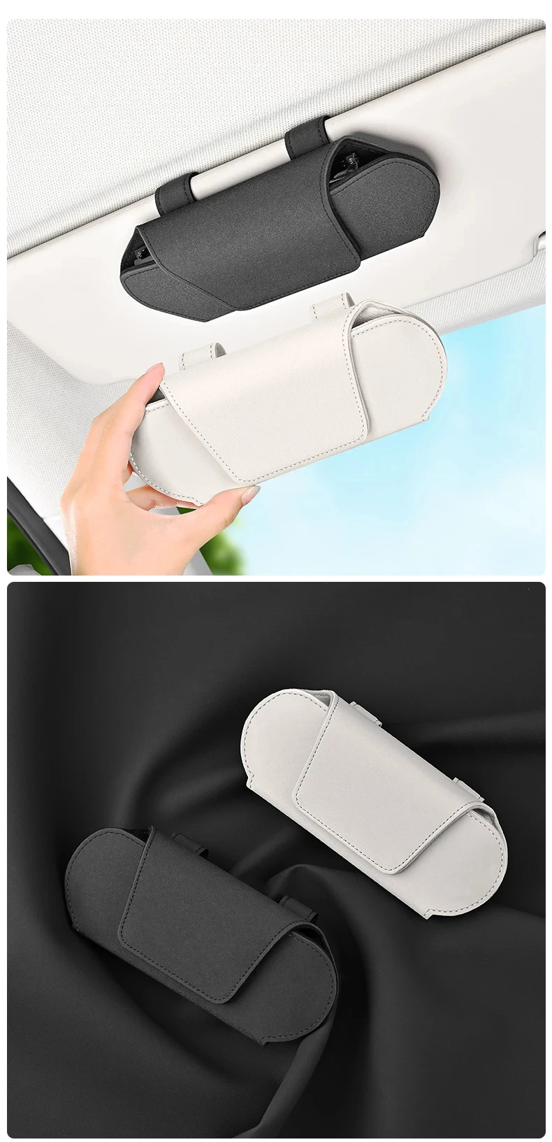 Magnetische Saugnapf-Brillenhalterung für Auto-Sonnenblende Hochwertige Sonnenbrillenbox Auto-Innenausstattung Zubehör – Detail 18