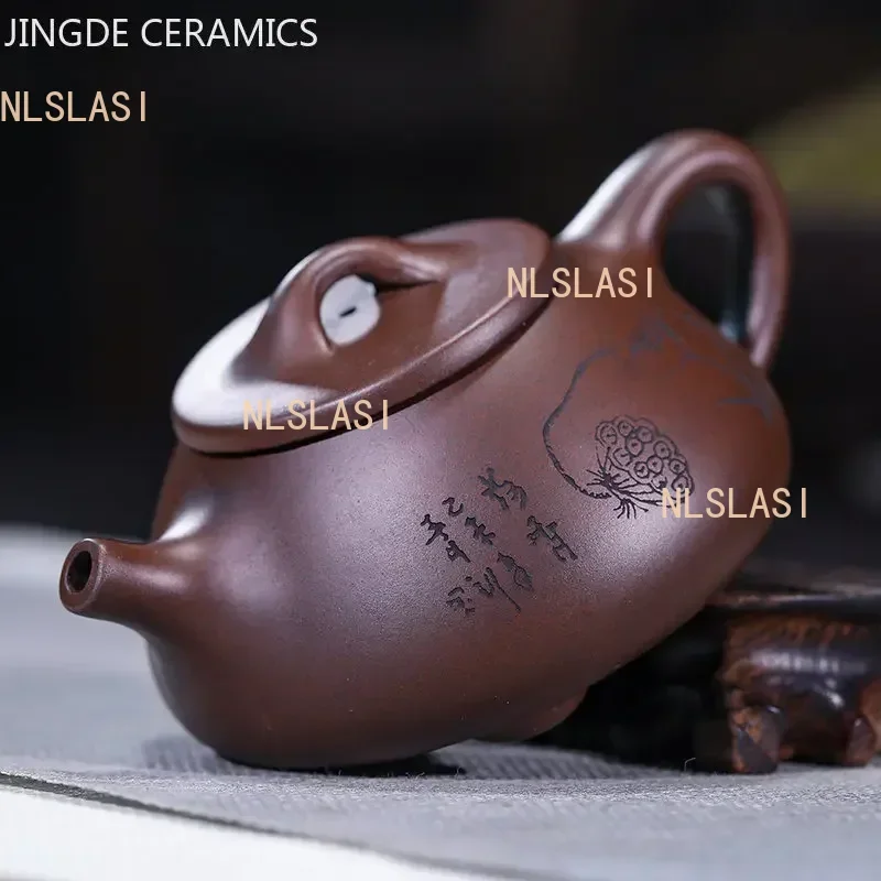 220 ml antike Yixing lila Ton Teekanne handgemachte Zhu Schlamm Stein Scoop Wasserkocher chinesische Zisha Tee-Set angepasst Haushalt Teegeschirr