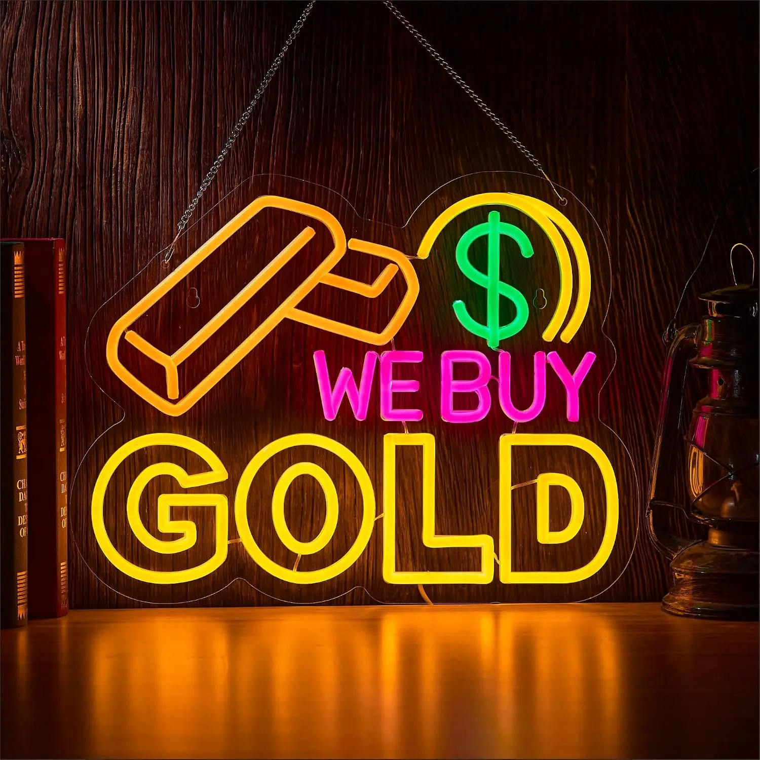 Bullion Dollar LED Neon Sign USB Neon Light Pawn Shop Jewelry Store Business Window Wall Decor Retail Shop Advertising Sign Gift