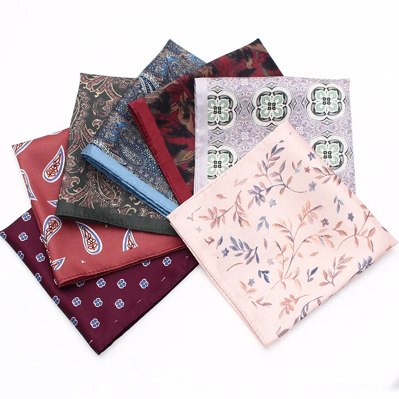 New Men Pocket Square Handkerchief Neckwear Accessories Paisley Floral Vintage Business Suit Hanky Chest Towel Scarf Small Hanky