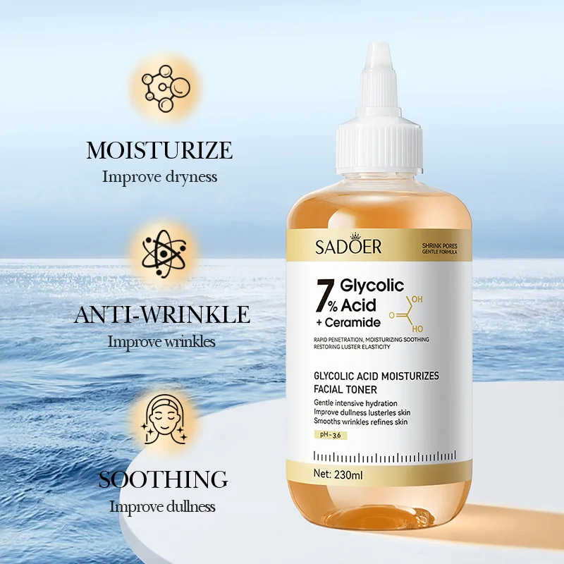 SADOER-Tónico de ácido glicólico, suero Facial, cuidado de la piel, tóner Facial hidratante, antiarrugas, esencia Facial nutritiva, cuidado de la piel