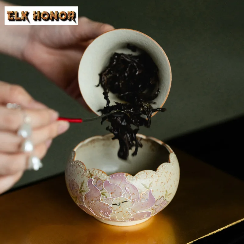 330ml Hand-painted Nine-tailed Fairy Fox Jianshui Washing Cup Bowl Tea Dust Cylinder Barrel Household Chaxi Equipment Ornaments