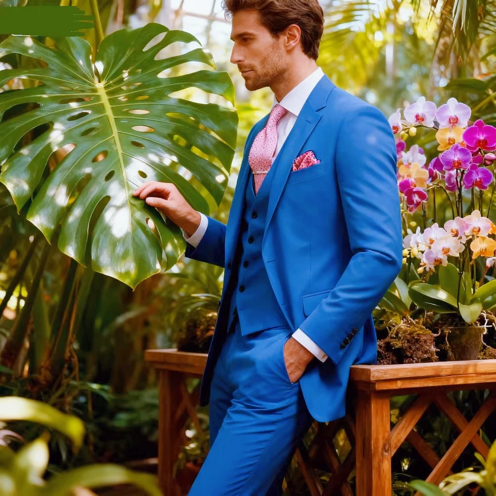 

Wonderful Groom Male Wedding Prom Men Suits Green Slim Fit Tuxedo Formal Business Work Wear Suits 3Pcs Sets (Jacket+Pants+Vest)