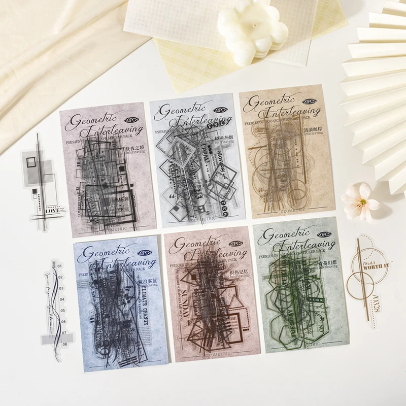 

12 упаковок/лот, геометрическая переплетающая серия, милая ретро декоративная наклейка для домашних животных