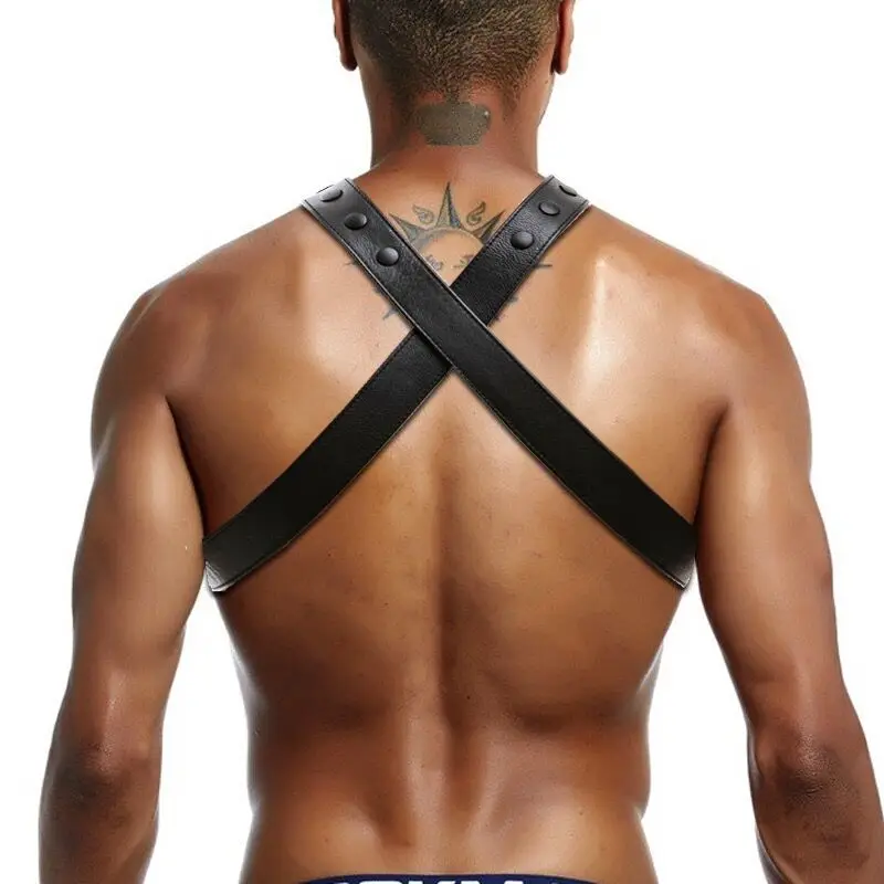 Leather Harness Bdsm Men Sexy Body Lingerie For Couples Fetish Erotic Men Homme Outfit Leather Top and Jockstrap