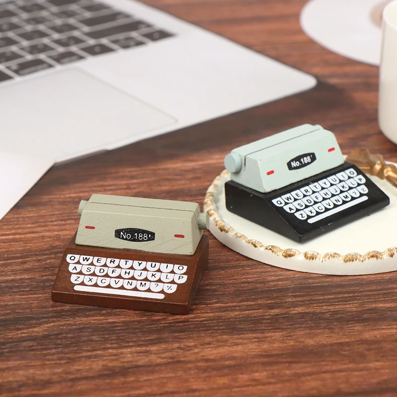 1Pcs 1:12 Dollhouse Miniature Typewriter Cashier Typewriter Model Furniture Accessories For Doll House Decor Kids Pretend Toys