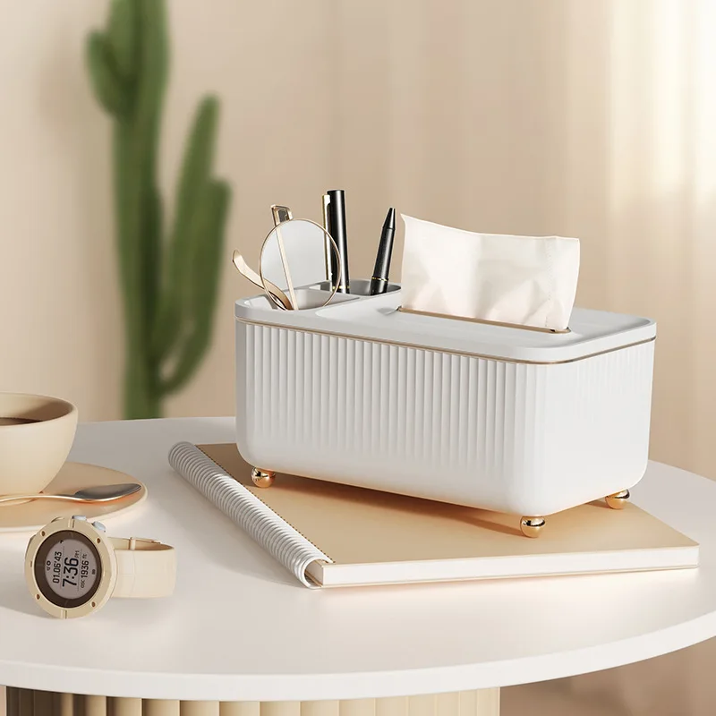 

Multifunctional Light Luxury Tissue Box Home Desktop Organizer Remote Controller Glasses Pencil Holder Paper Towel Storage Box