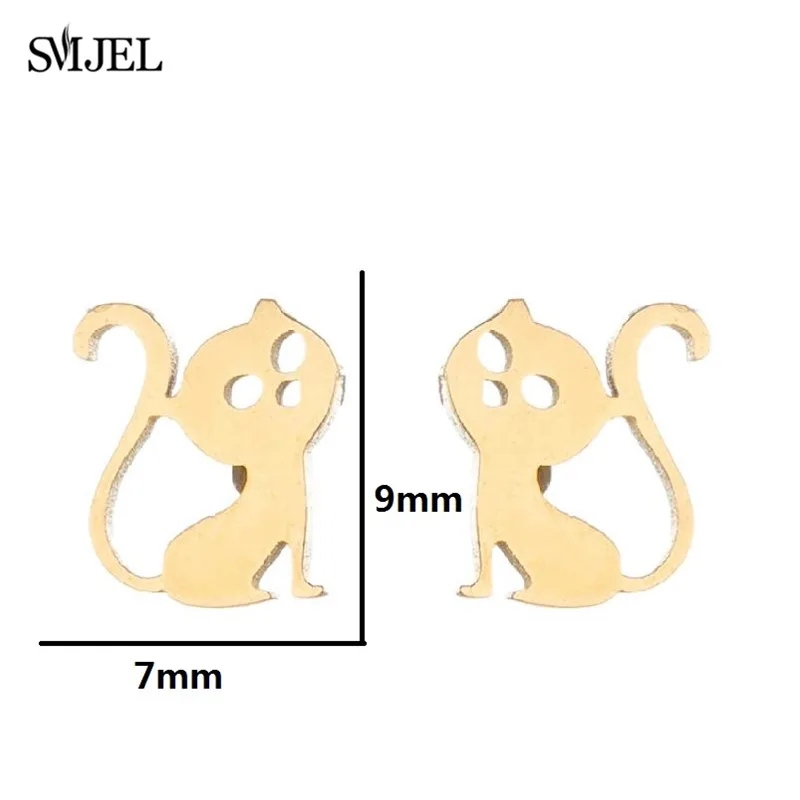 SMJEL Lovely Animal Stainless Steel Stud Earrings for Women Everyday Jewelry Dachshund Chihuahua Dog Earings Kitten Accessories