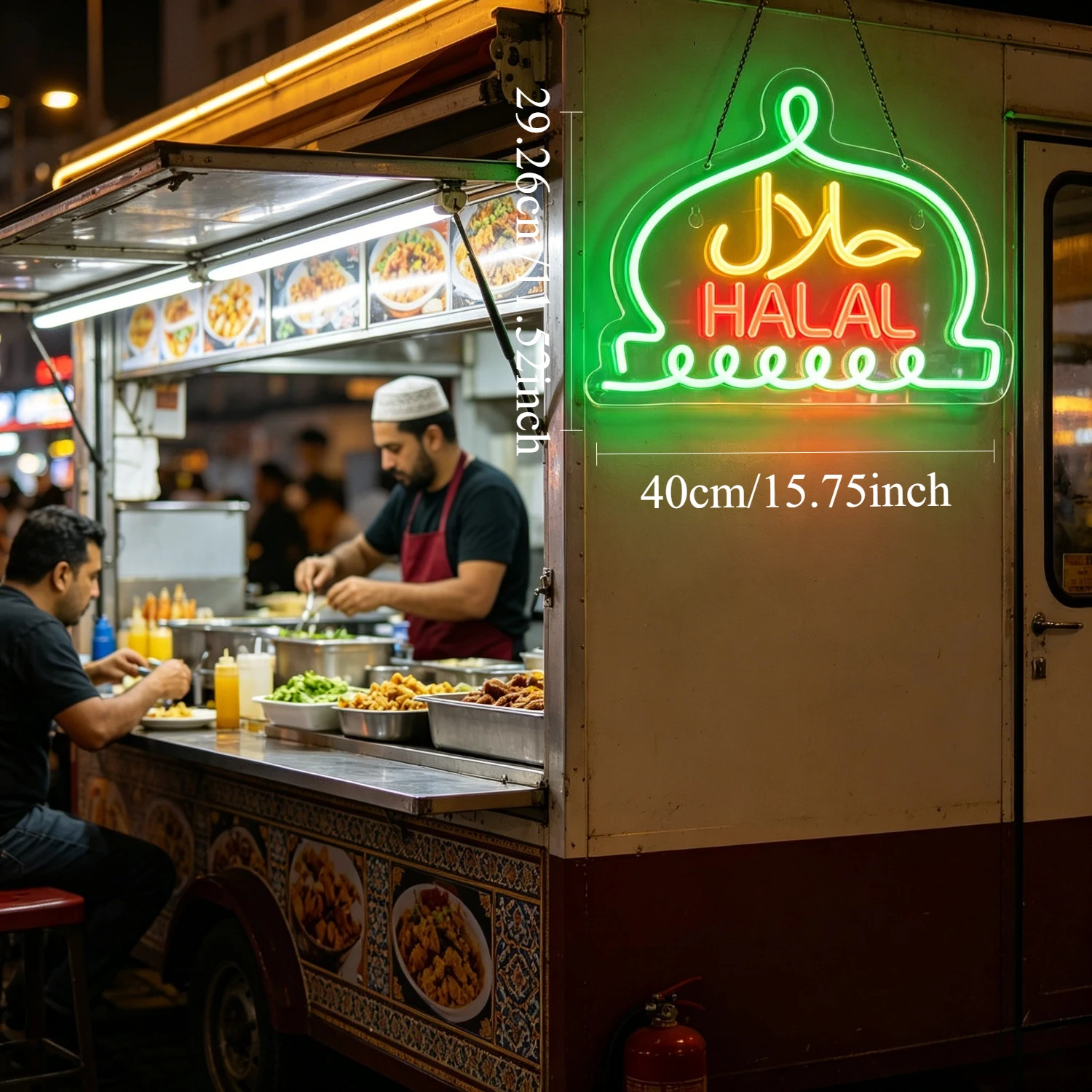 Arabic Halal Neon Sign for Middle Eastern Restaurant Food Truck Cafe Islamic Room Decor Dimmable Neon Light USB Decor Lighting