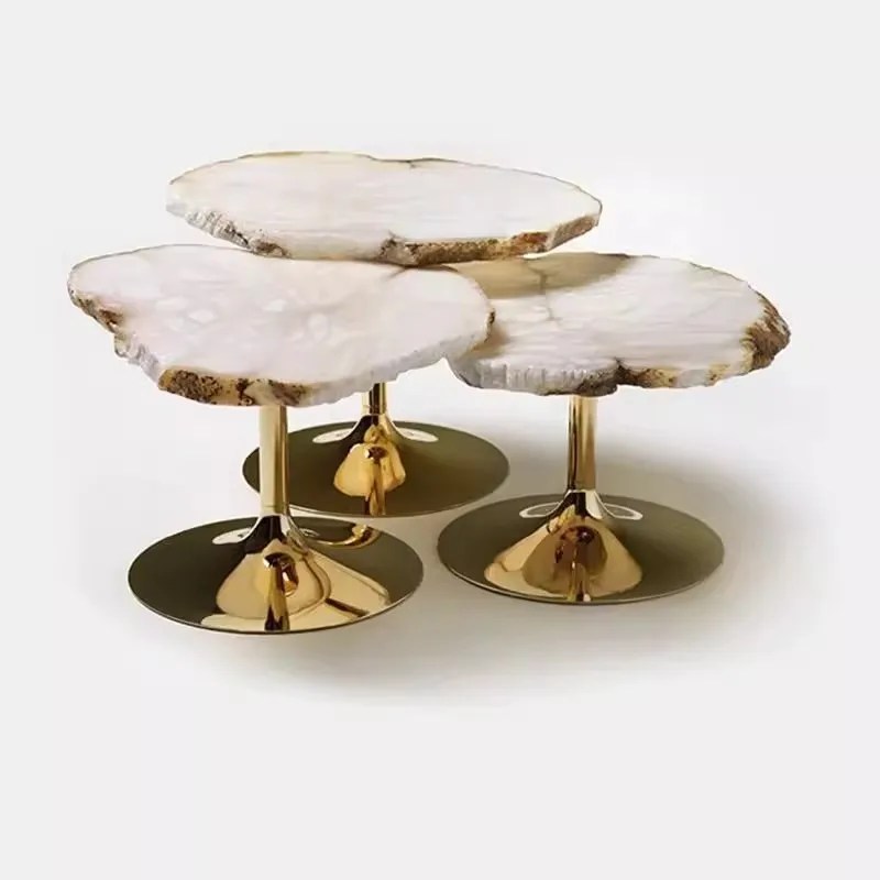 Snowflake stone coffee table, living room table, designer special-shaped irregular natural marble combination tea table