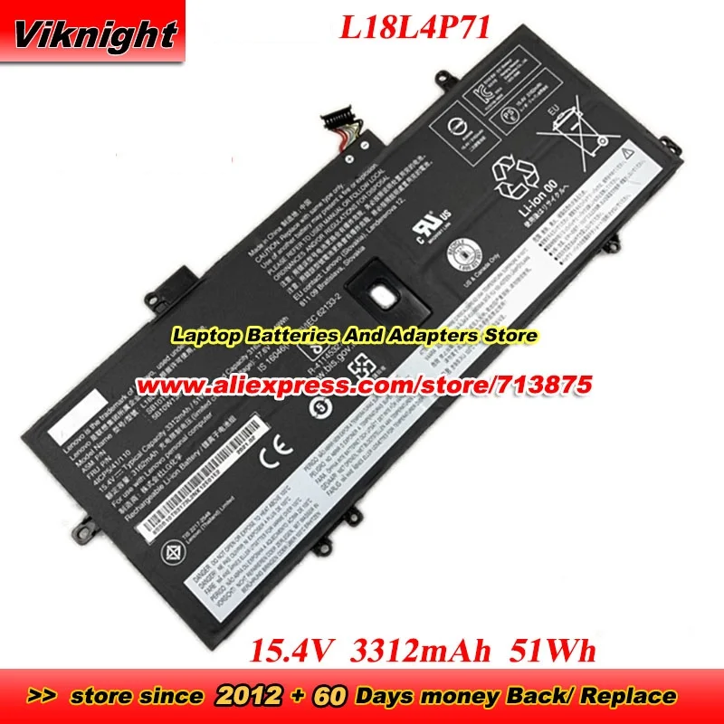 

L18L4P71 Battery L18C4P71 5B10W13930 02DL004 4ICP5/41/110 for ThinkPad X1 Carbon 7th 2019 Yoga 4th Series 15.4V
