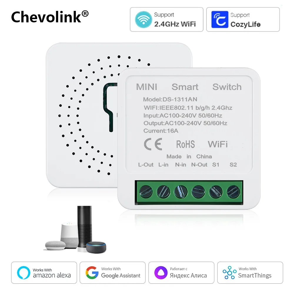 MiNi WiFi Smart Switch Cozylife App Remote Control Timer Home Improvement 2 Way Relay Work with Google Home Aleax Need Neutral