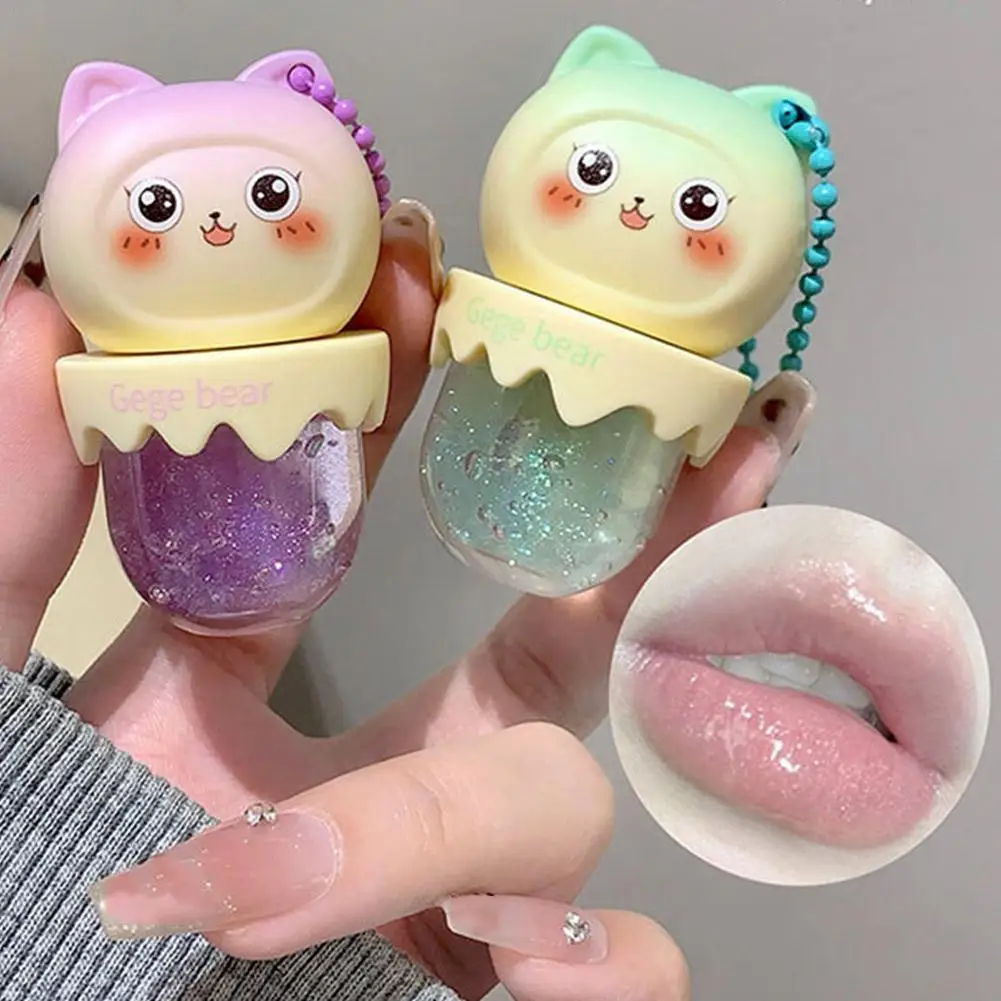 Cute Fruit-Flavored Lip Oil, Can be Key Pendant, Hydrating & Moisturizing Lip Balm for Lipstick Base, Reduces Lip Line