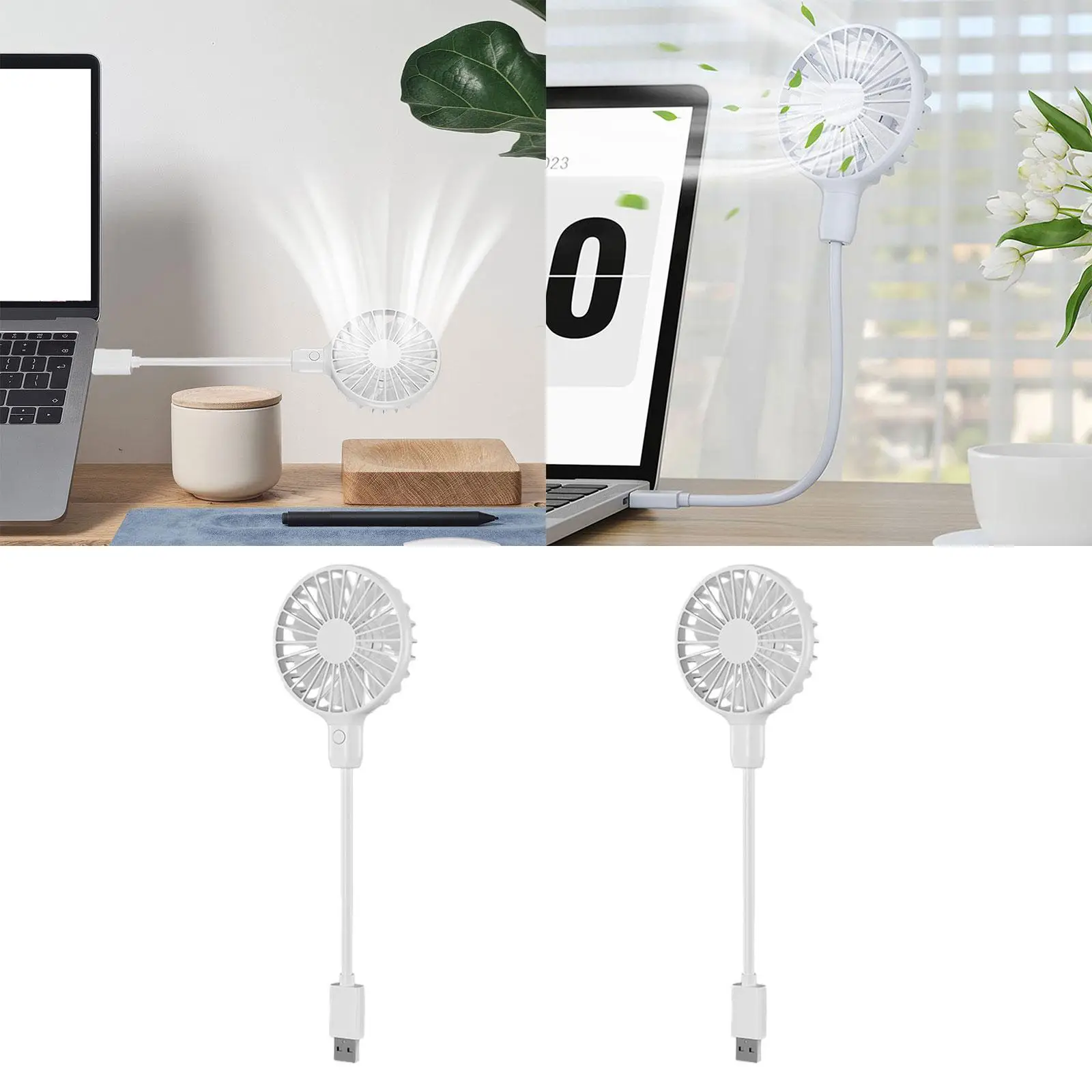 USB Fan Lightweight Plug and Play Hands Free Fan Flexible Neck Low Noise Small Personal Fan for Hiking Office Sport Home Camping